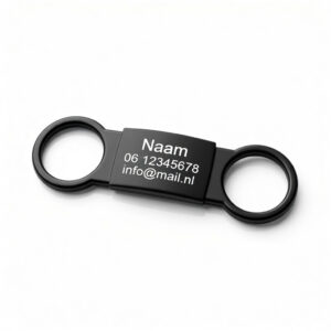 Halsbandpenning Hondenpenning ID dogtag Slide-on Zwart/Zwart GROOT (inclusief graveren)