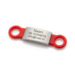 Halsbandpenning Kattenpenning Hondenpenning ID tag Slide-on ROOD RVS KLEIN (inclusief graveren)