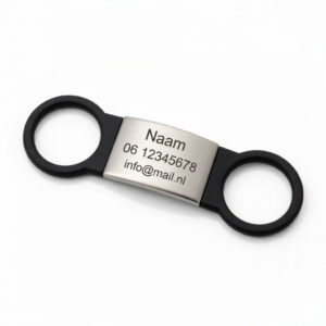 Halsbandpenning Hondenpenning ID dogtag Slide-on ZWART RVS GROOT (inclusief graveren)