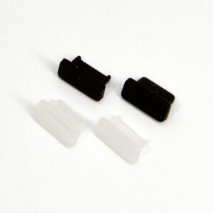 Twee zwarte en twee transparantie stofkapjes geschikt voor USB C