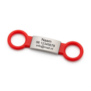 Halsbandpenning - Kattenpenning - Hondenpenning - ID tag - Slide-on - ROOD - RVS MEDIUM (inclusief graveren)