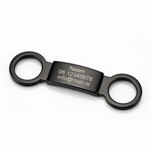 Halsbandpenning Hondenpenning ID dogtag Slide-on Zwart/Zwart medium (inclusief graveren)